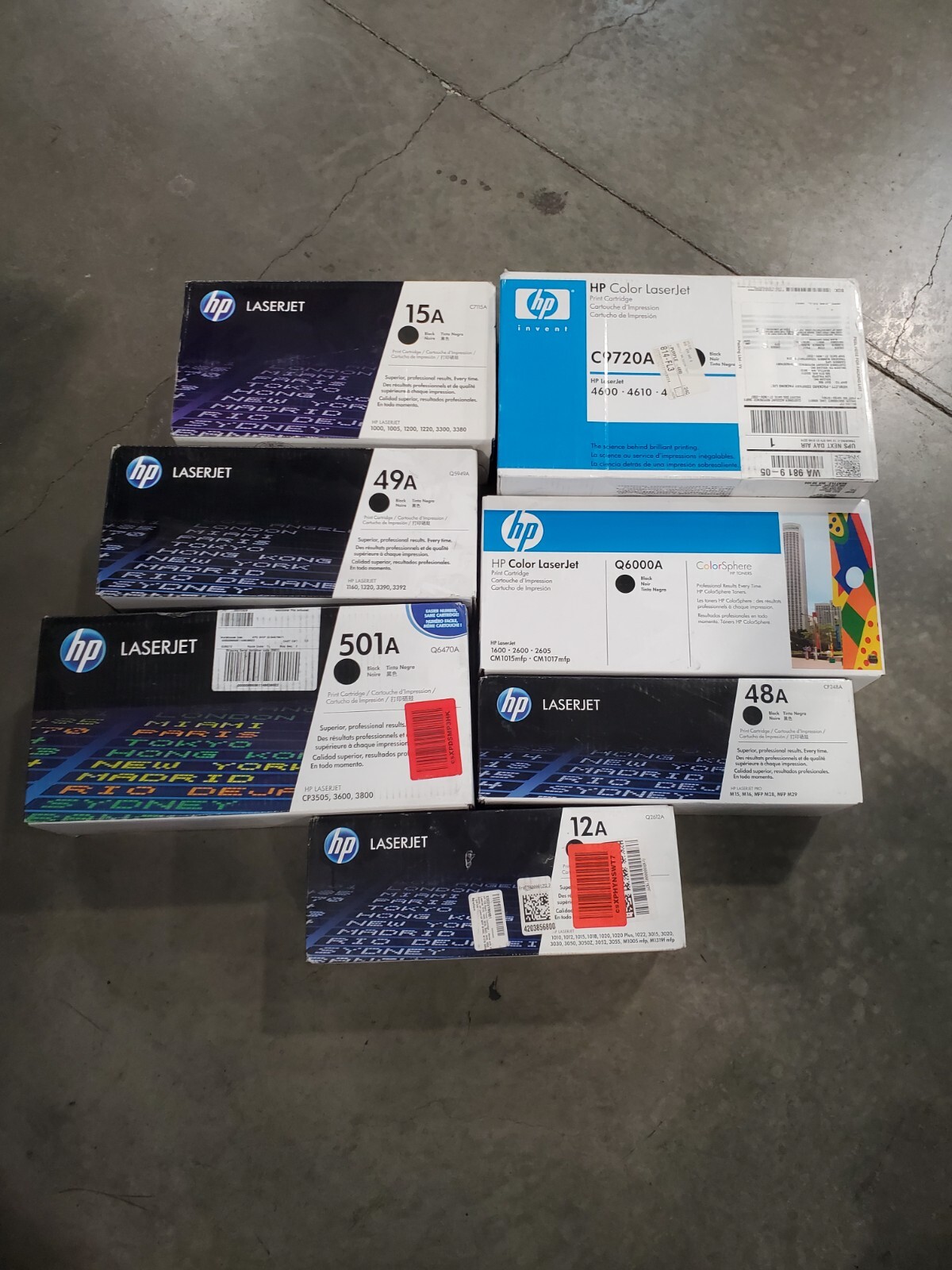 Lot of 7 Misc Genuine SEALED HP TONER ALL BLACK 12A 48A 501A 49A SEE PHOTOS #69