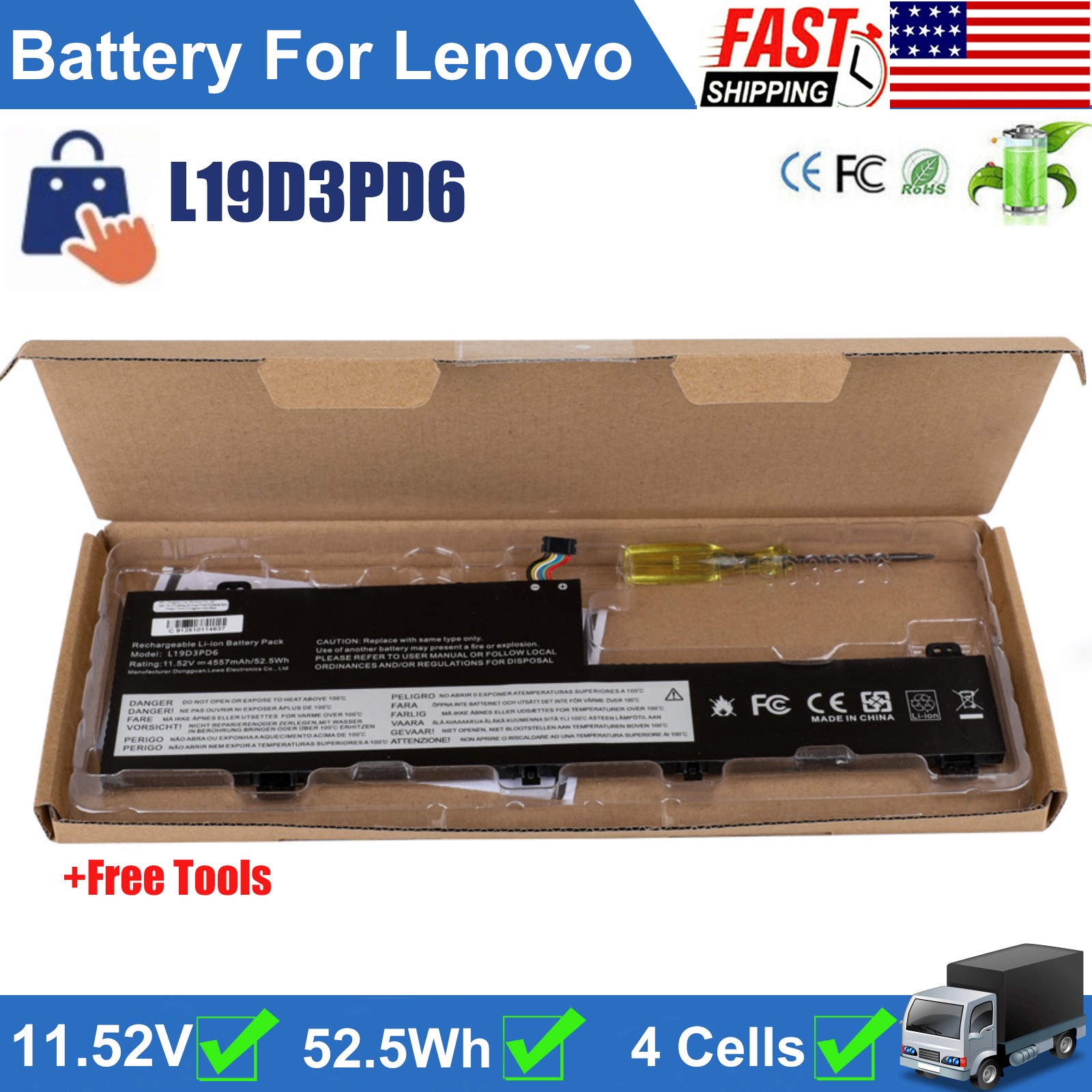 ✅L19L3PD6 L19C3PD6 L19M3PD6 L19D3PD6 Battery for Lenovo Flex 5-15IIL05 5-14IIL05