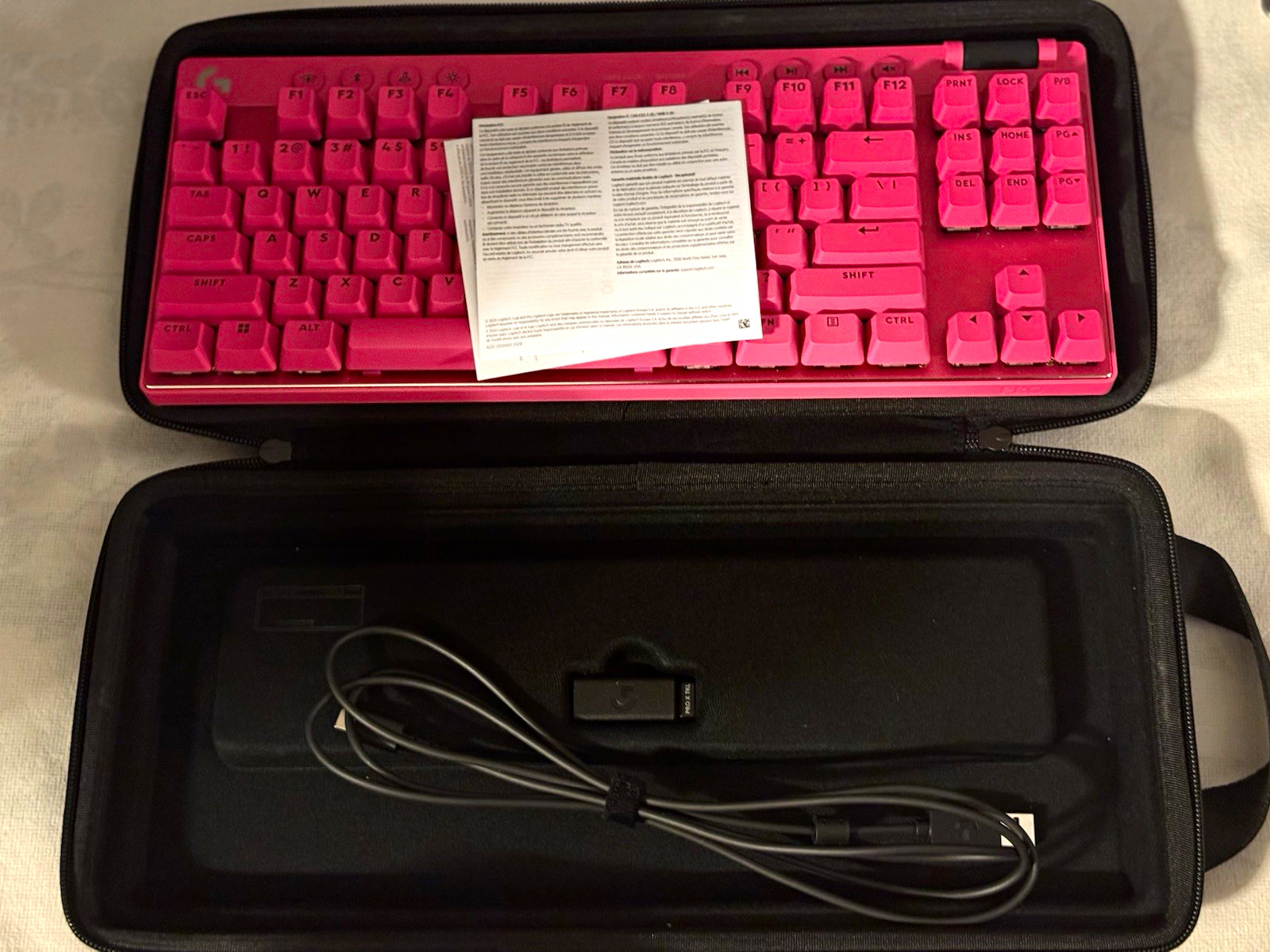 Logitech G PRO X TKL LIGHTSPEED Pink Wireless Mechanical Keyboard, Portable Case