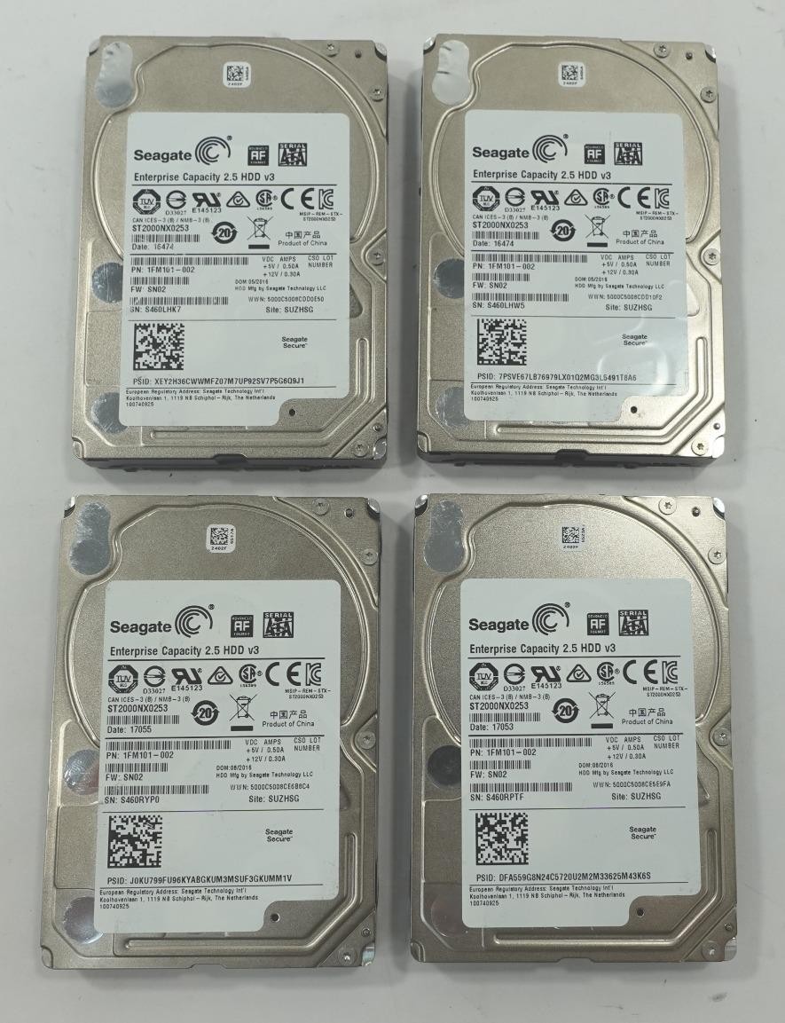 Lot of 4 Seagate Enterprise Capacity 2TB 2.5" ST2000NX0253 SATA Laptop HDD
