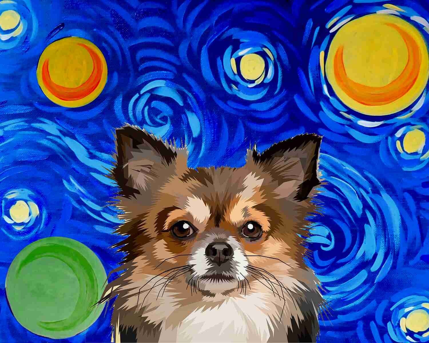 Starry Night Puppy Dog Cute Fantasy Art Mouse Pad Accessory 7 x 9 Mousepad
