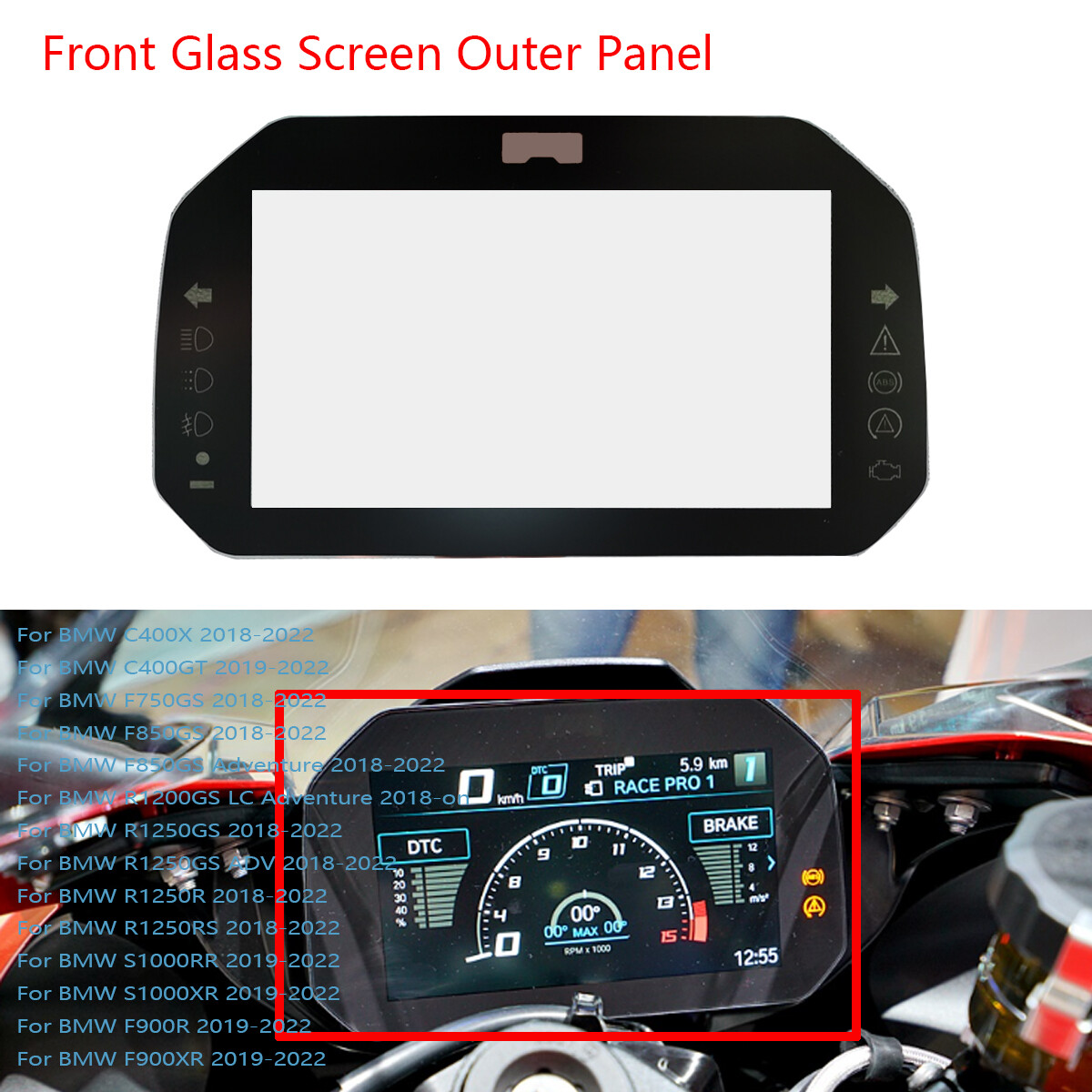 New LCD Front Glass Screen Outer Panel For BMW s1000rr S1000XR R1200GS R1250RS