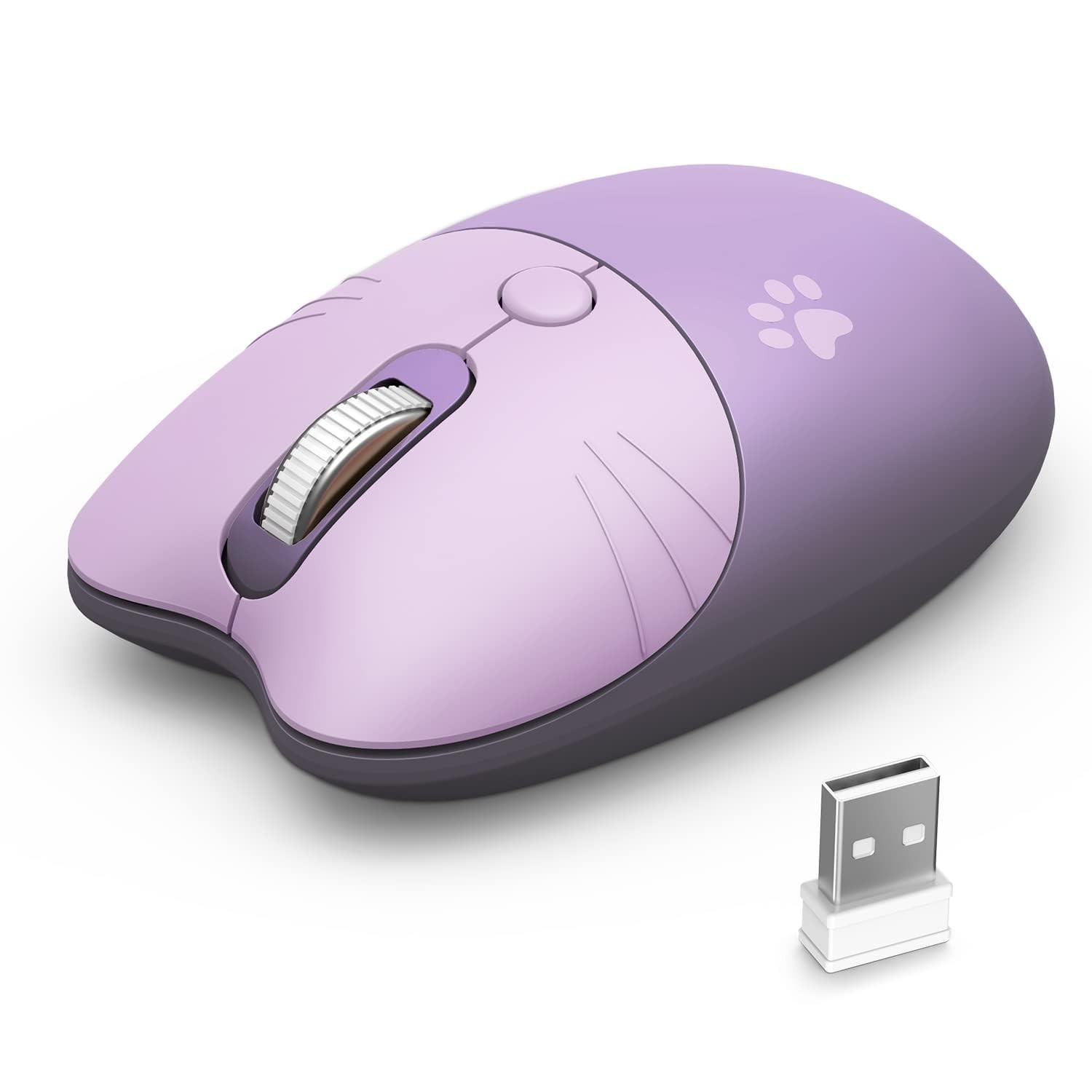Cute Cat Wireless Mouse, 2.4GHz Wireless Silent Mouse, USB Receiver Plug and ...
