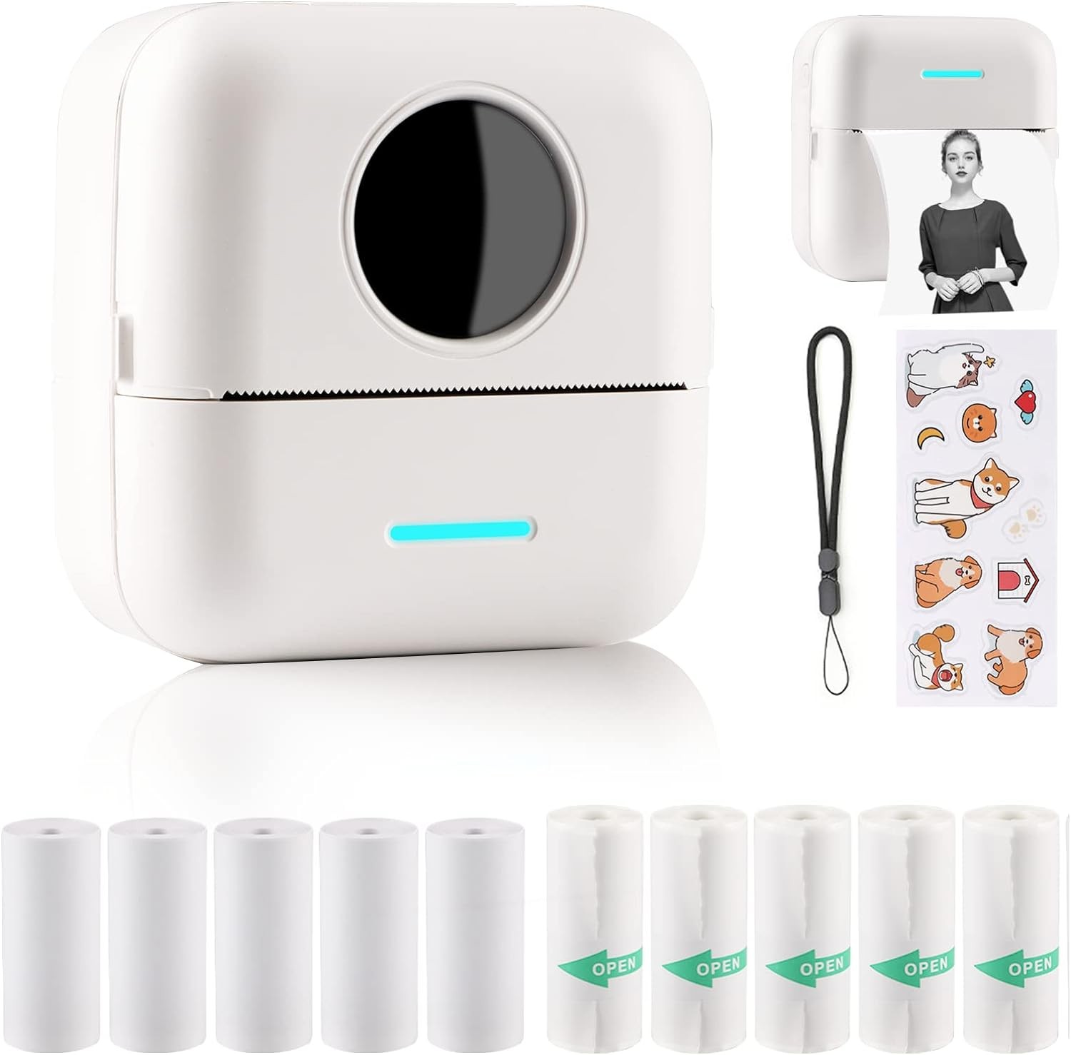 White - HuiJuKeJi X5 Mini Sticker Printer Bluetooth Smart Pocket Inkless Thermal
