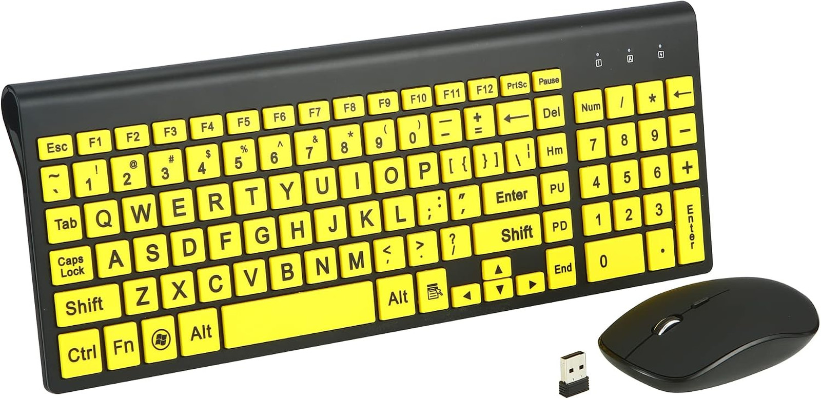 Large Print Wireless Keyboard and Mouse Set 2.4g Full Size for Visually Impaired