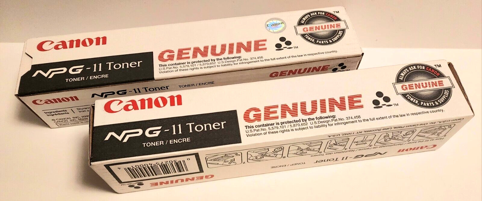 2 Pkgs Of Genuine Canon NPG11 Black Toner Cartridge 1382A003AA 5000pg Yield NIB