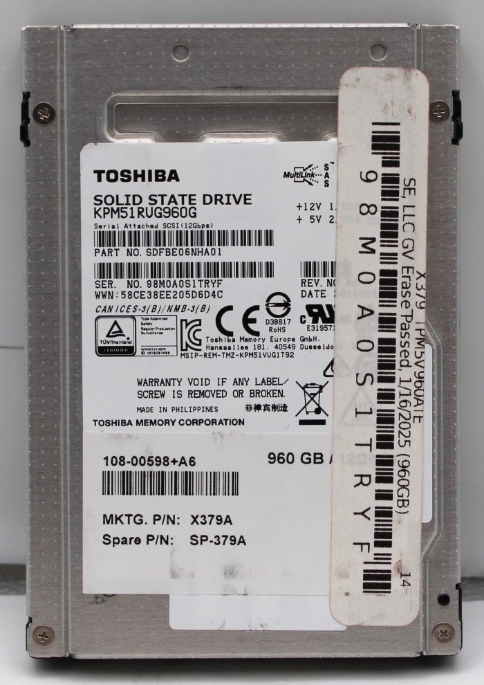 Toshiba 960GB KPM51RUG960G 2.5" SAS SSD *USED/WIPED*