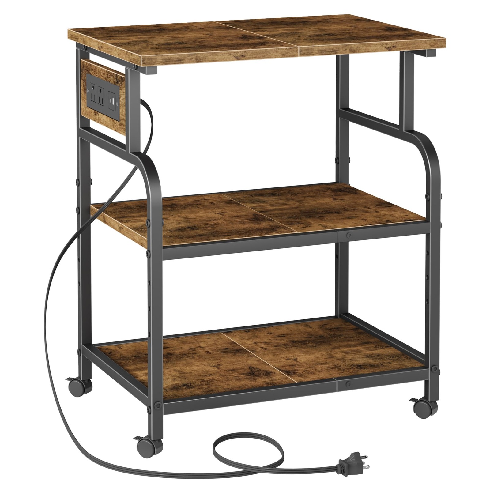 3 Tier Large Printer Stand with Power Outlet/Adjustable Shelf