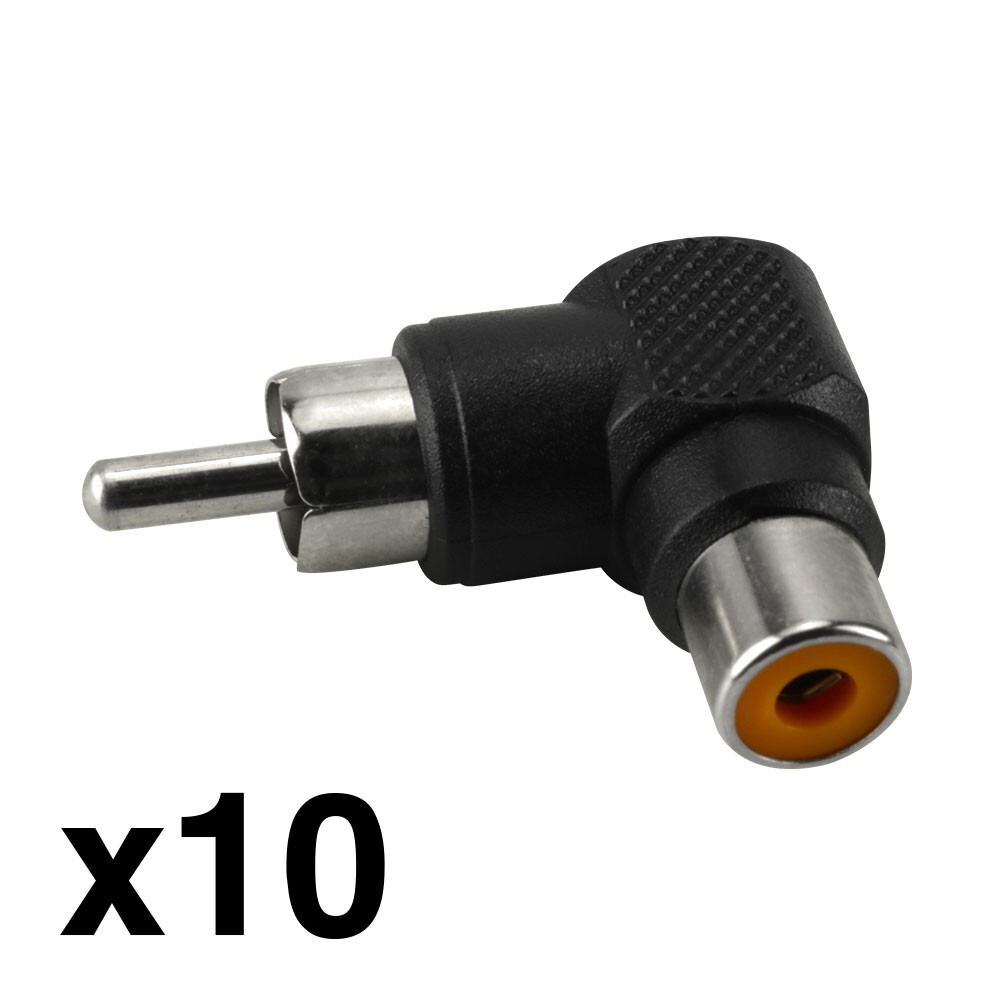 Construct Pro RCA Female to RCA Male Right-Angle Adaptors (10 Pack)