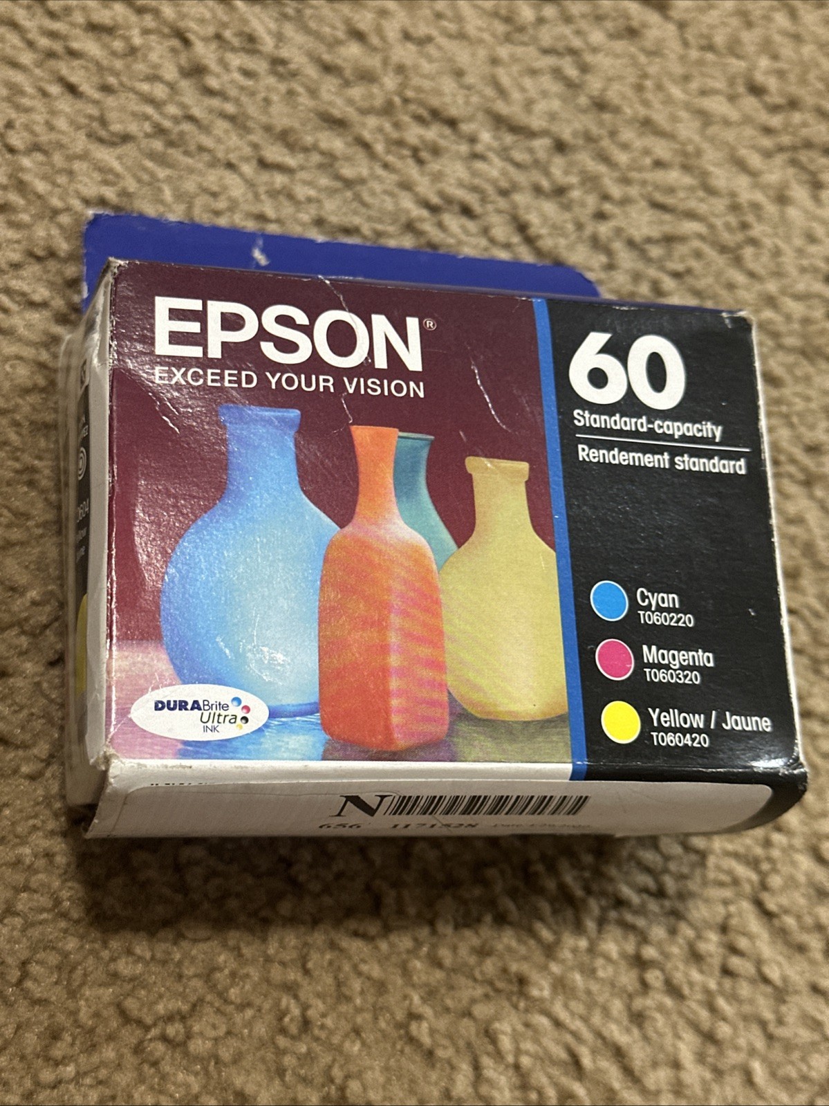 3PK Genuine Epson 60 Color Ink Cartridges Sealed New Exp. 2020