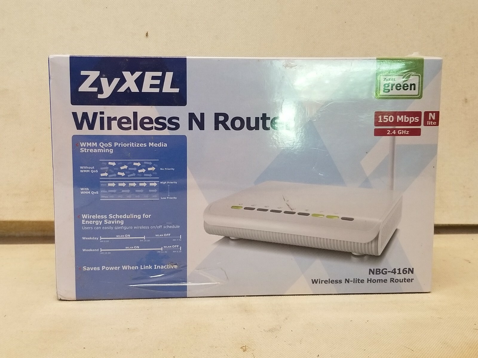 ZyXEL NBG416N 150 Mbps 4-Port 10/100 Wireless N Router-Unopened in box, NEW