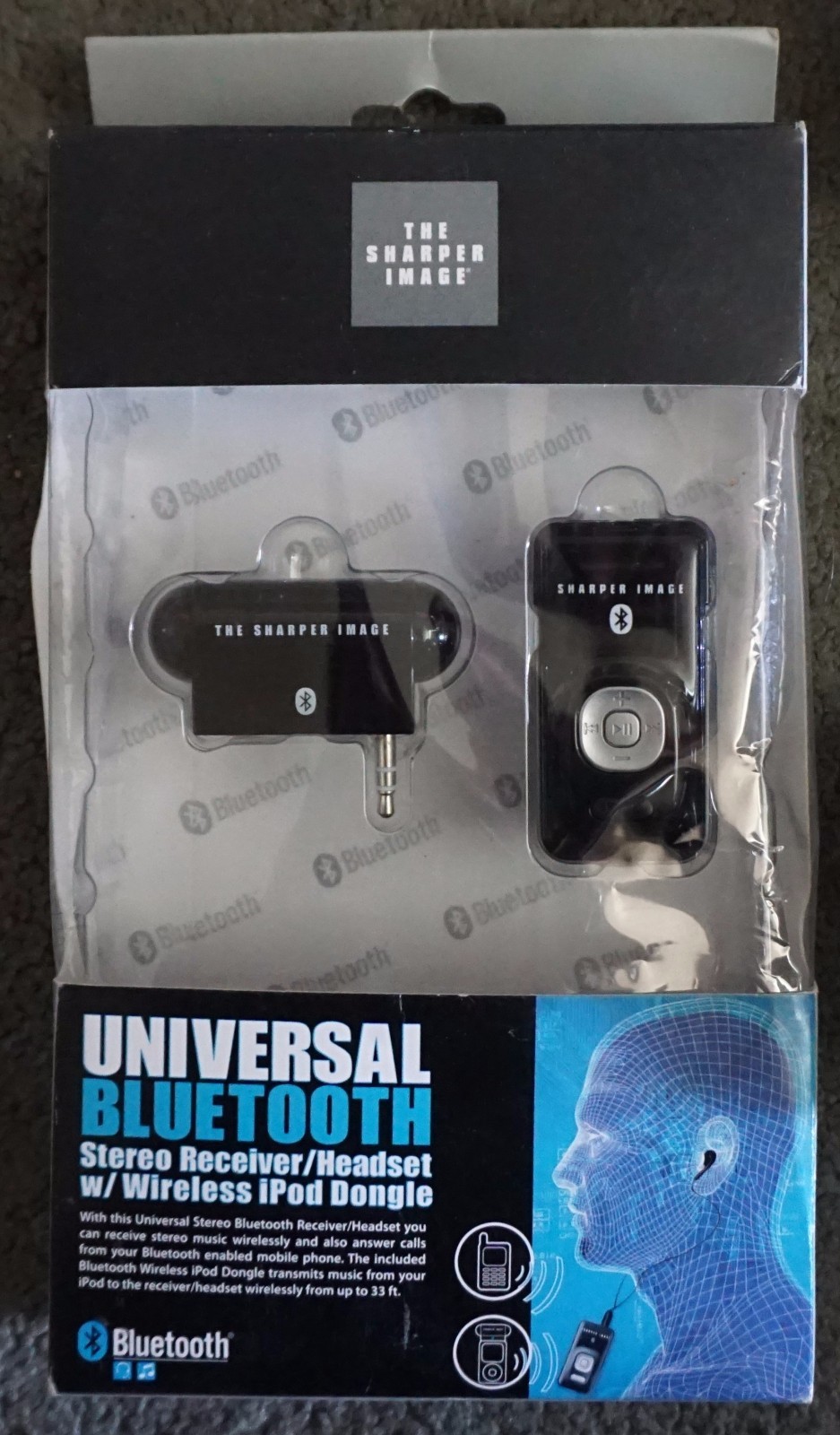  Universal Bluetooth Stereo Receiver/Headset w/ Wireless iPod Dongle-BRAND NEW
