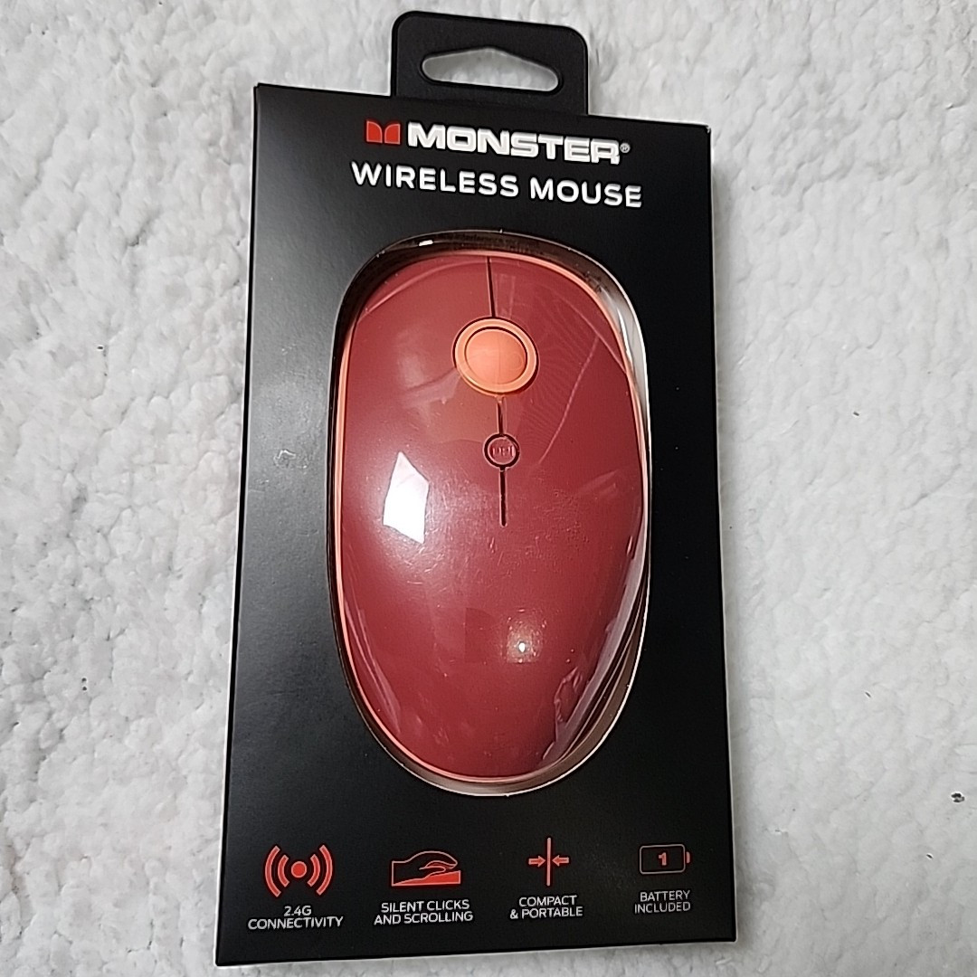 Monster Wireless Mouse Silent Clicks Compact Light Portable 2.4G Pink Orange