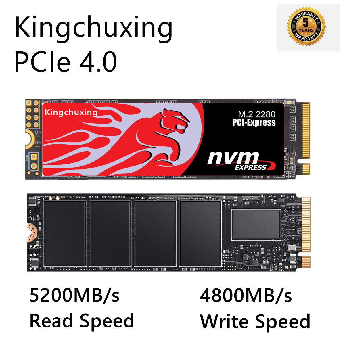 Kingchuxing 2TB Gaming SSD For PS5 PCIe 4.0 NVMe M.2 Internal Solid State Drive
