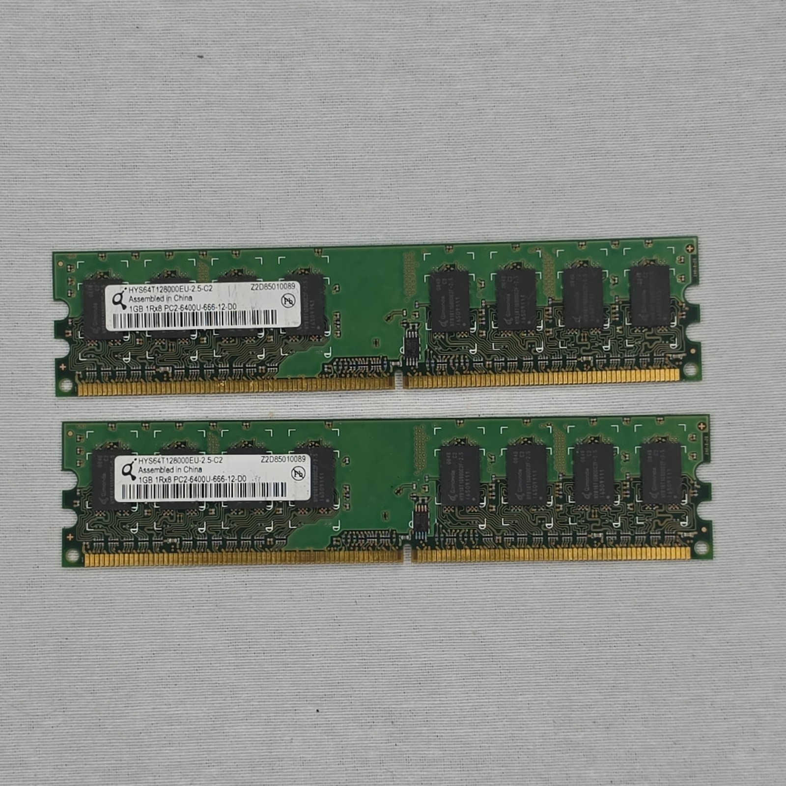 Qimonda 2GB (2x1GB) DDR2 DIMM PC2-6400U 240-Pin Unbuffered HYS64T128000EU-2.5-C2