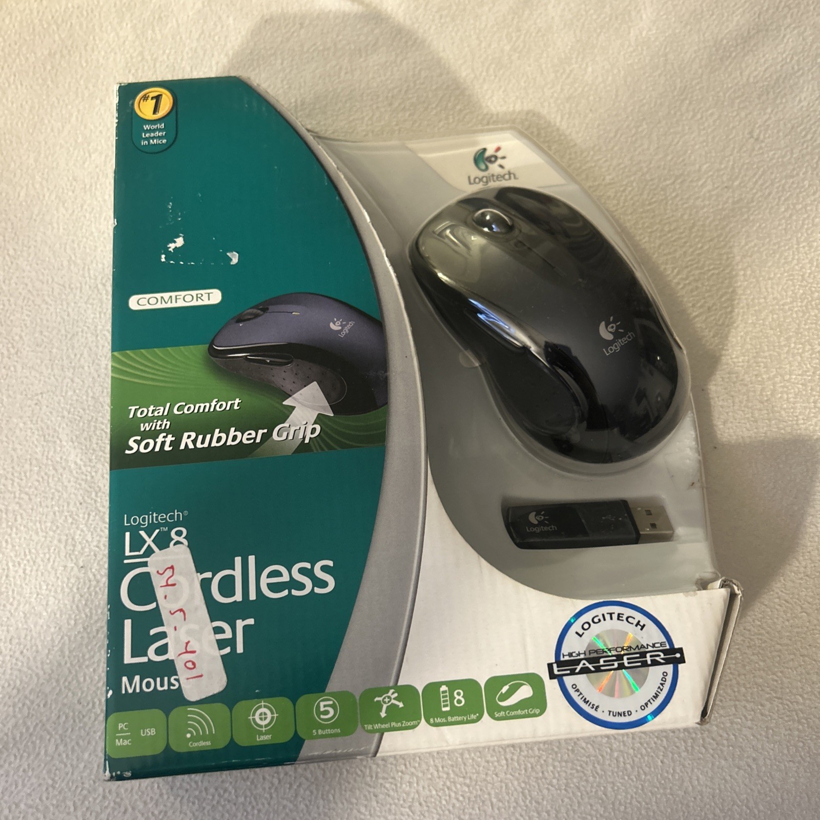 Logitech LX8 Cordless Laser Mouse USB PC/MAC Comfort Grip. (NEW IN BOX 2007)