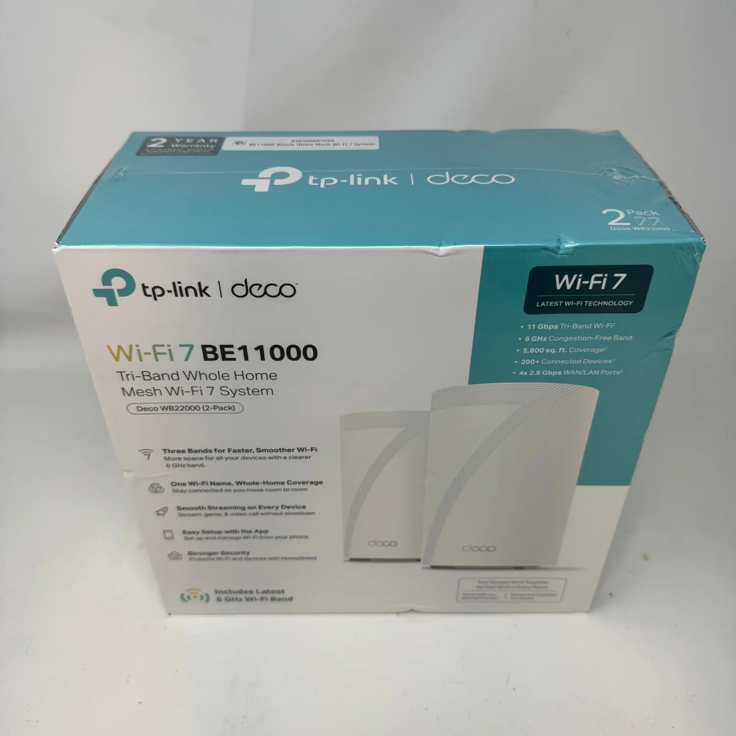 New TP-Link Deco WB22000 2-Pack Tri-Band WiFi 7 Mesh Router System