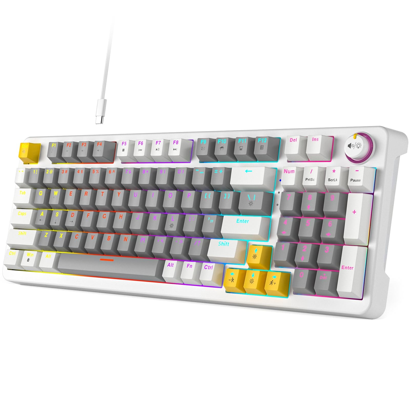 AK96 Smart Mechanical Keyboard Gaming, 96 Keys Full Size with LED Colorful Backl