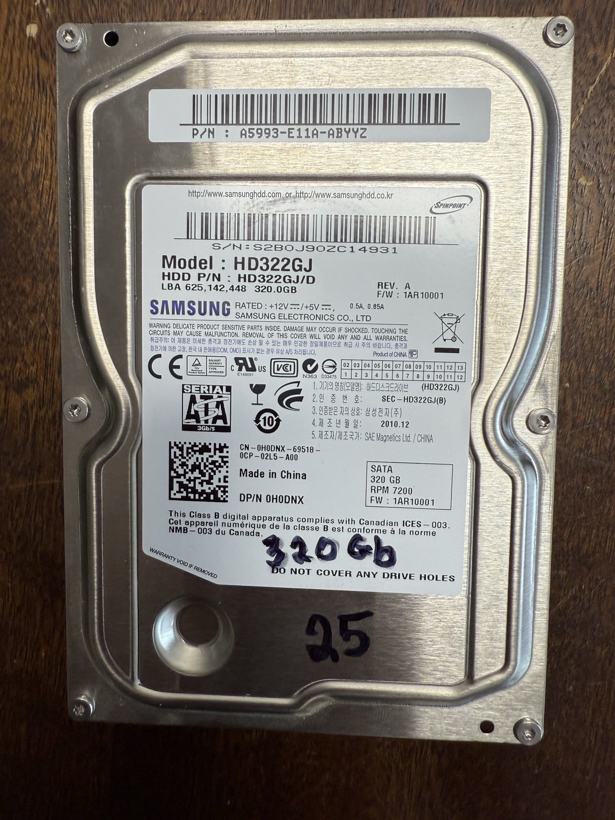 TESTED Samsung Spinpoint F4 320GB Hard Disk Drive (HDD), model HD322GJ #25