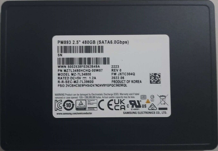 Samsung PM893 2.5" 240GB 480GB 960GB 1.92TB 3.84TB 7.68TB SATA III TLC SSD LOT