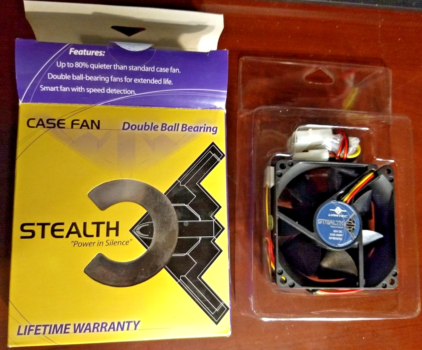 NOS Vantec SF8025L 80x80x25mm Double Ball Bearing Stealth Silent Quiet Case Fan