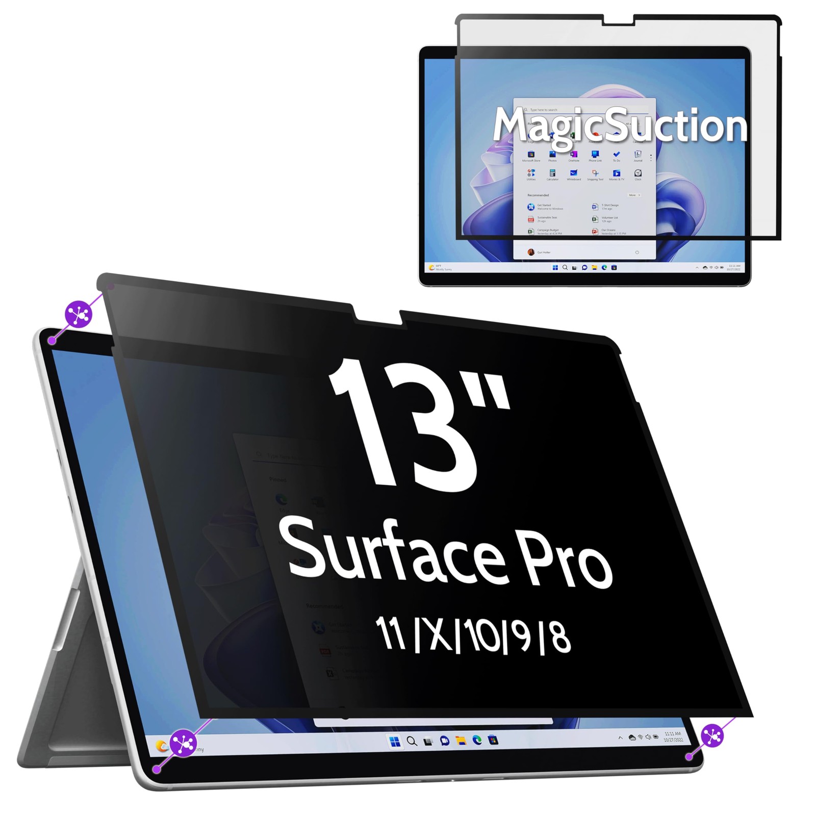 Peslv Nano‑Suction Privacy Screen for Surface Pro 12th/11/10/9/8/X 13 Inch