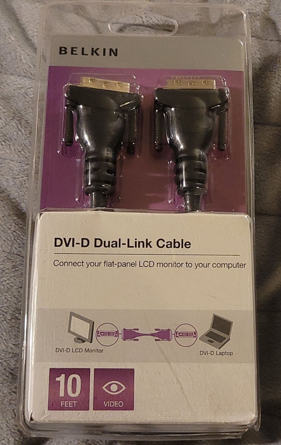 Belkin DVI-D Dual Link Male to Male Cable 10 feet DVI-D LCD Monitor to Laptop