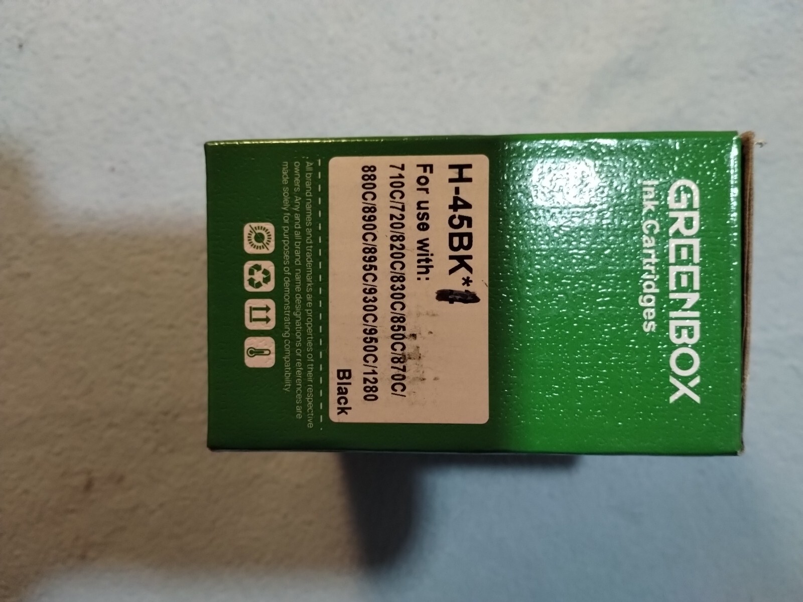 1 New & Sealed GREENBOX  Ink Cartridge Replacement H-45k, New Open Box I Cart.