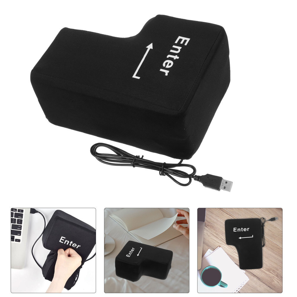 Big Enter Key Throw Pillow with USB Stress Relief Tool Noon Break Nap Pillows