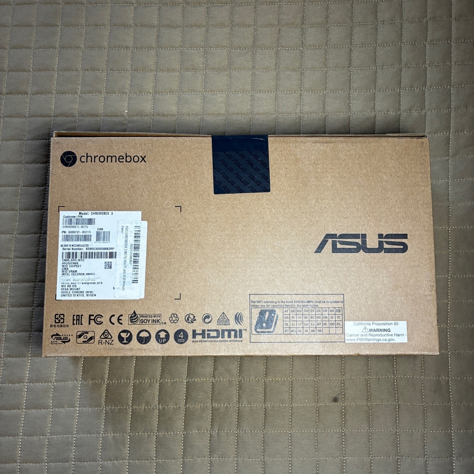 ASUS Chromebox 3 N017U Mini PC Intel Celeron 3865U 8GB RAM 32GB SSD ChromeOS New