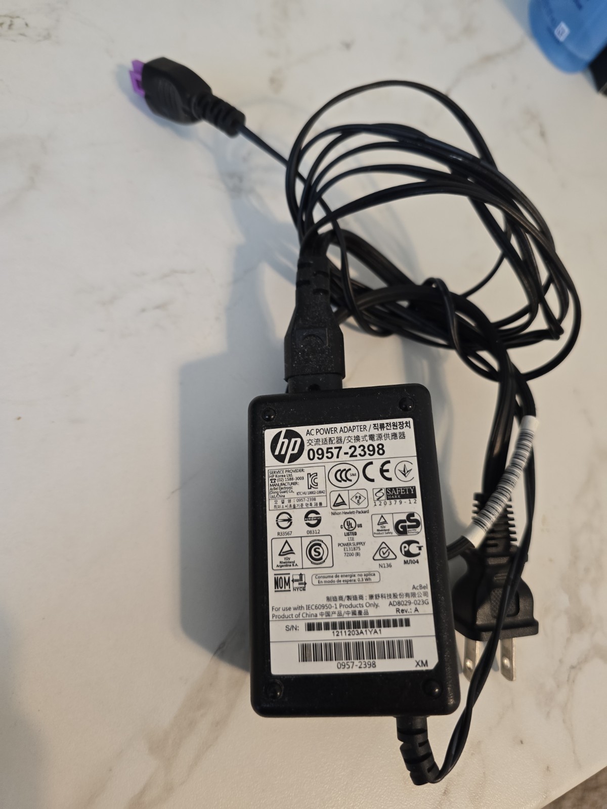 OEM HP 0957-2398 AC Power Adapter Deskjet 3510 3512 printer electric cable