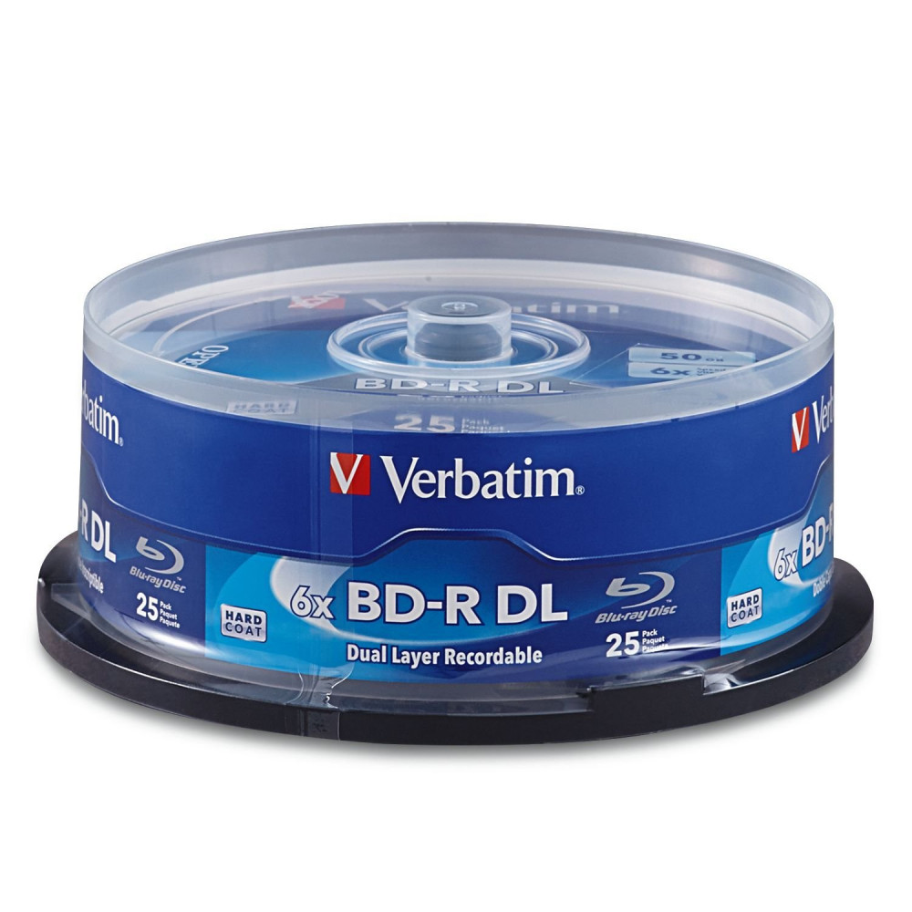 25 pk VERBATIM 6X Blu-Ray BD-R DL Dual Layer 50GB Branded Logo 98356