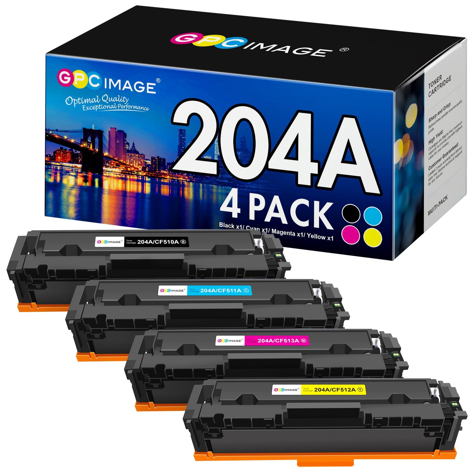HP 204A Toner Cartridge Set Includes Black Cyan Yellow Magenta Laser Printer