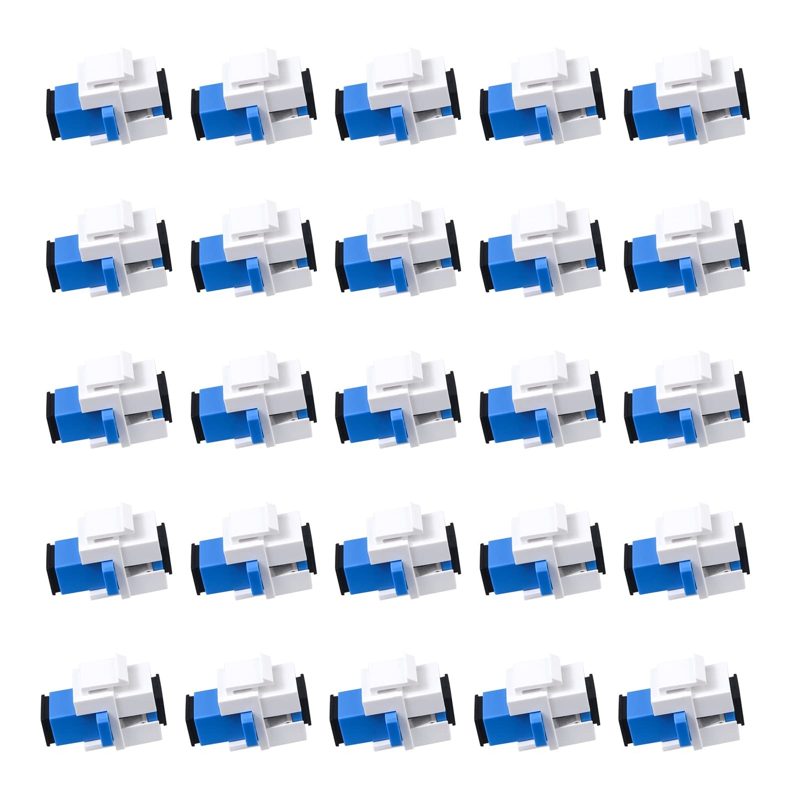 25 PCS Fiber Optic Coupler SC Keystone Jack Simplex Singlemode Adapter White