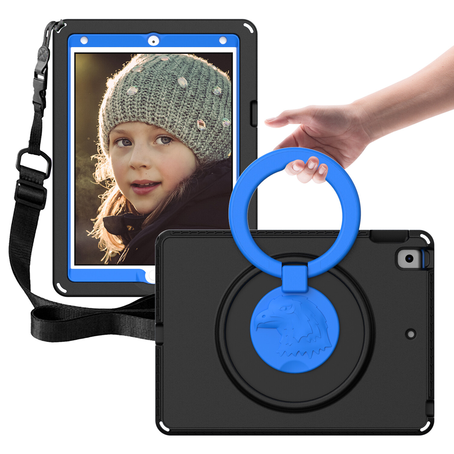 Shockproof Stand Case for iPad 7th 8th 9th Generation 10.2", w Screen Protector