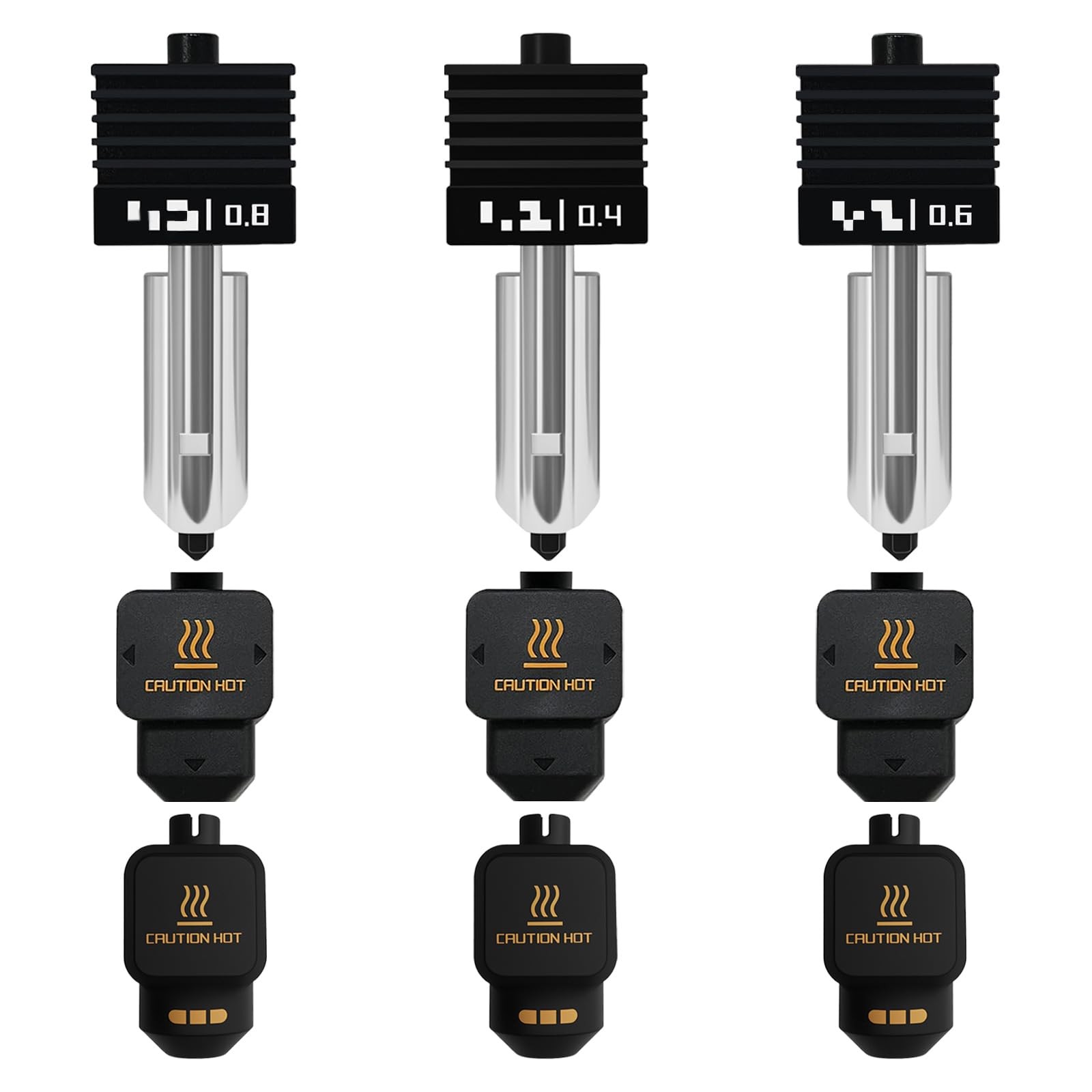 Henaiser 3-Pack 0.4mm/0.6mm/0.8mm H2D Hotend with P2S Silicone 0.4/0.6/0.8MM 
