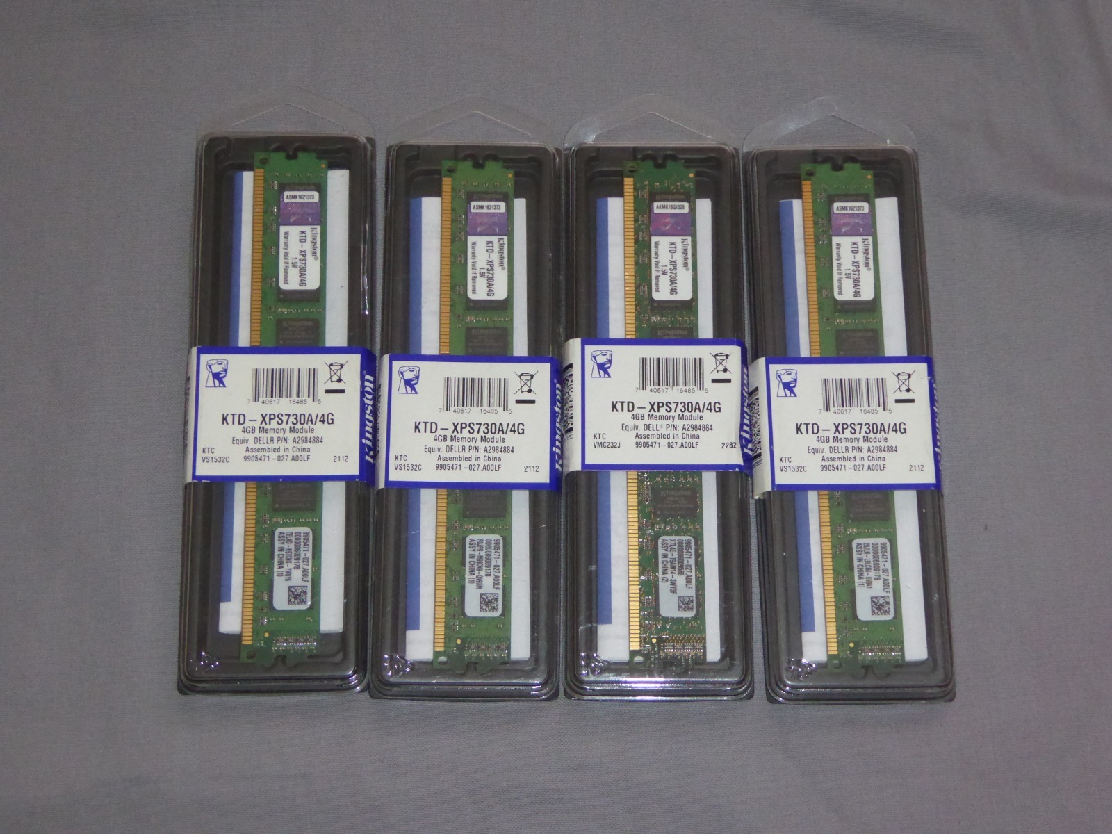 16GB 4x4GB KINGSTON KTD-XPS730A/4G DDR3-1066 PC3-8500 MEMORY OPEN BOX