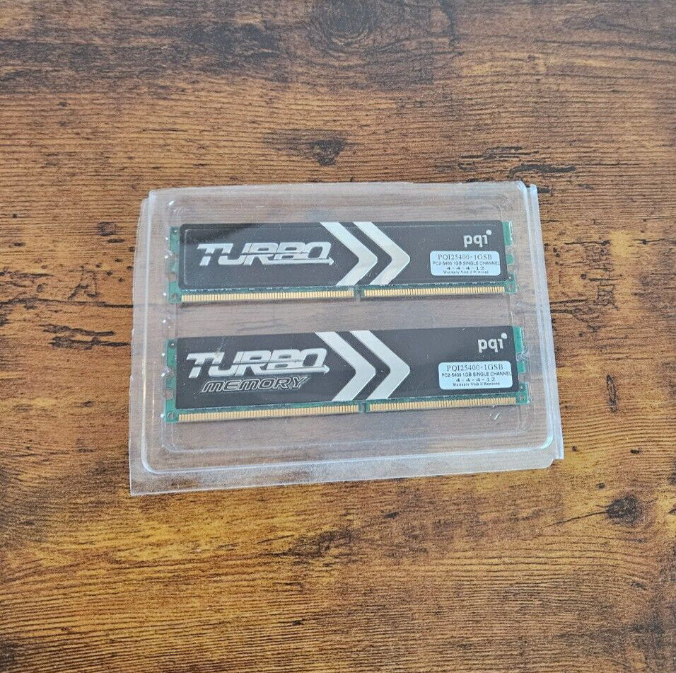 Turbo Memory pqi PQI25400-1GSB PC2-5400 1GB Single Channel  4 - 4 - 4 - 12  Used