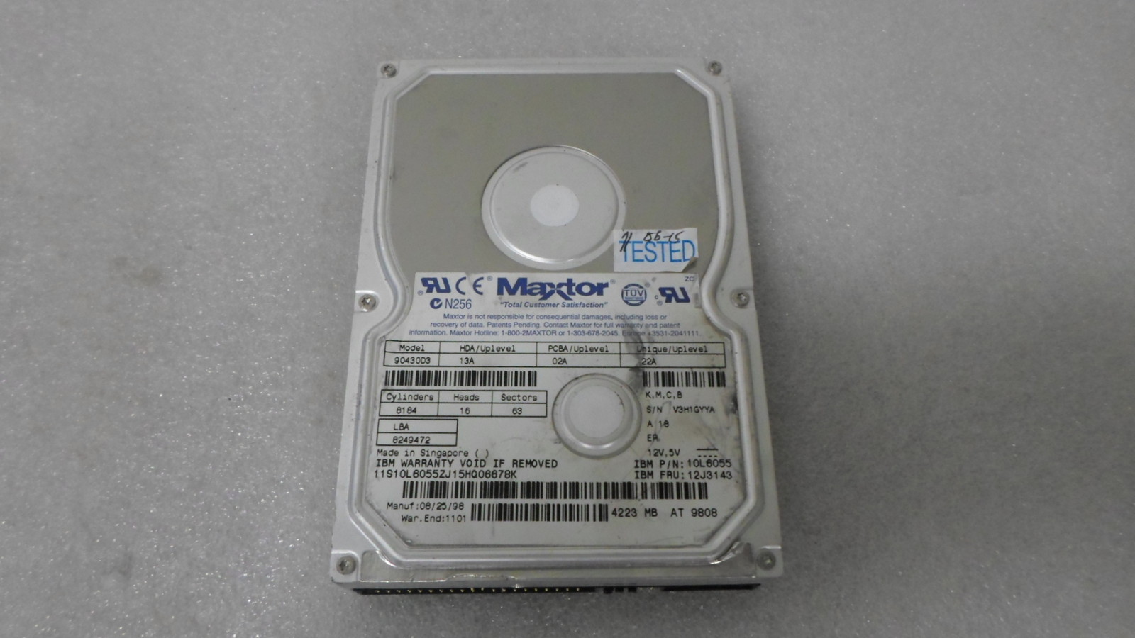 Maxtor IBM 90430D3 10L6055 12J3143 4.3GB IDE Hard Drive TESTED