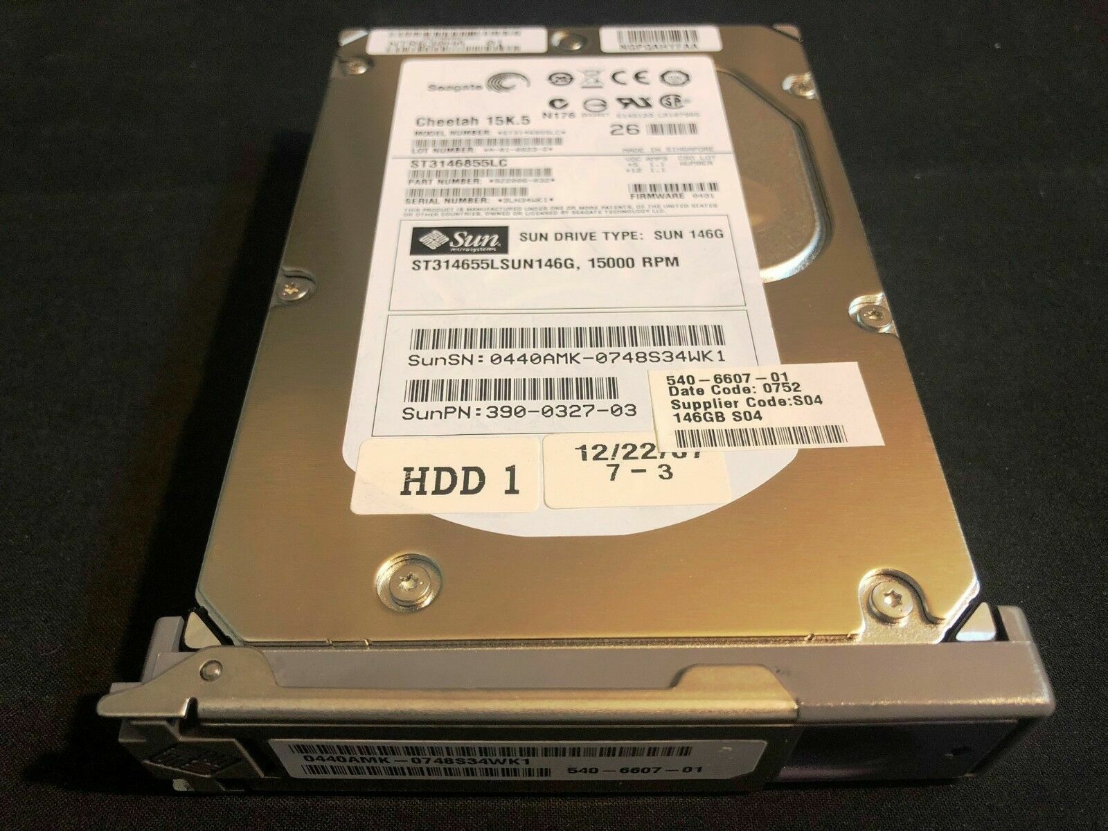 SUN ORACLE 540-6607 146GB 15K SCSI 390-0327 ST314655LSUN146G ST3146855LC