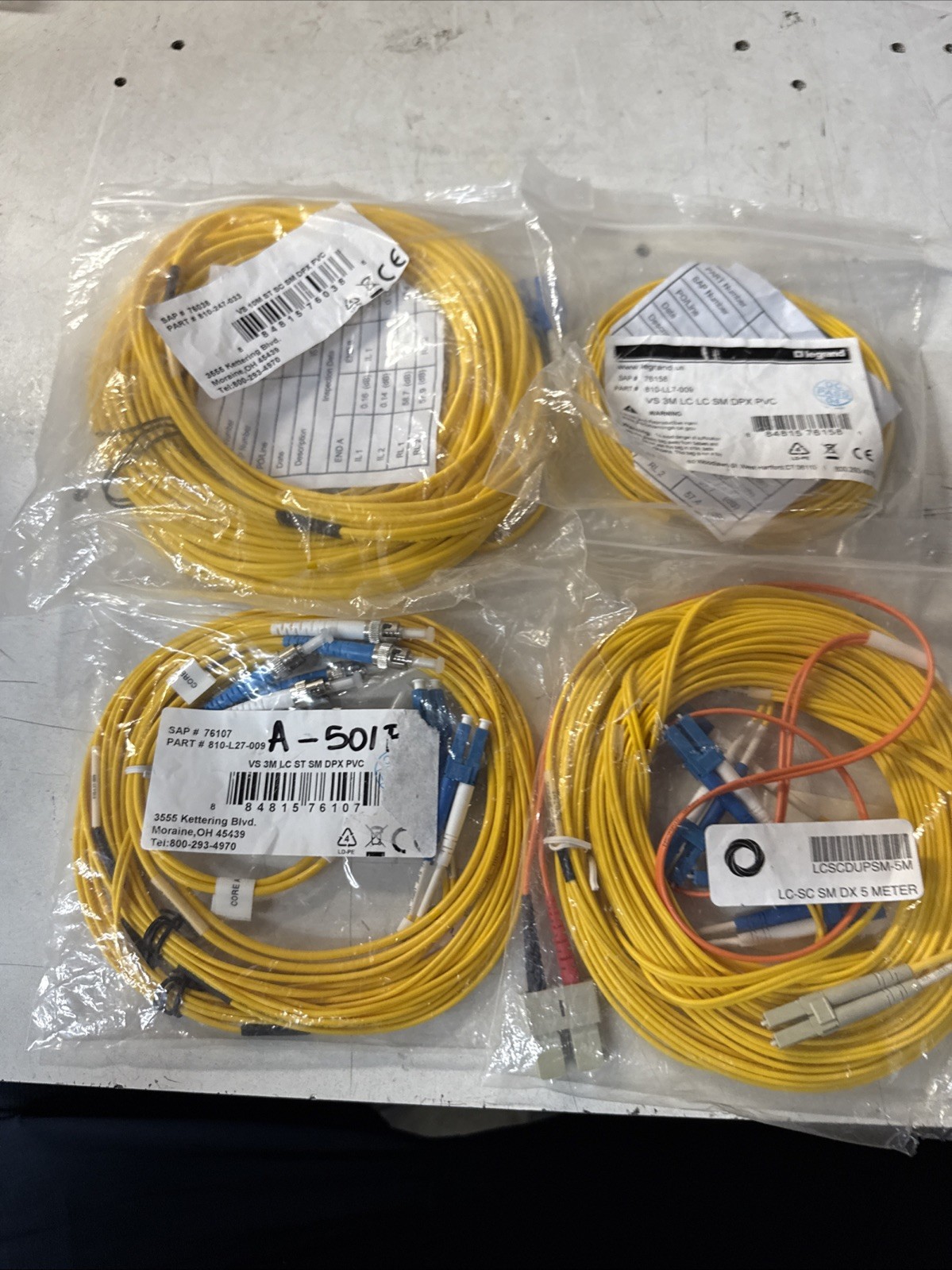 Lot Of 4 LeGrand VS 3M , Vs10 , Vs 3M Lc St , Lc-sc Sm Dx 5 Meter