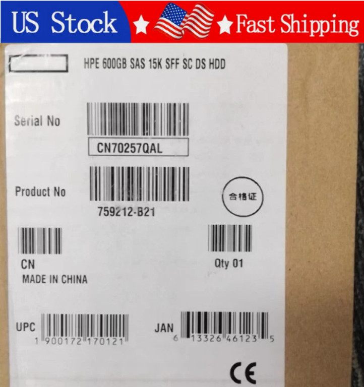 New HPE 759212-B21 759548-001 600GB 2.5" 12G SAS 15K SFF SC DS HDD Sealed