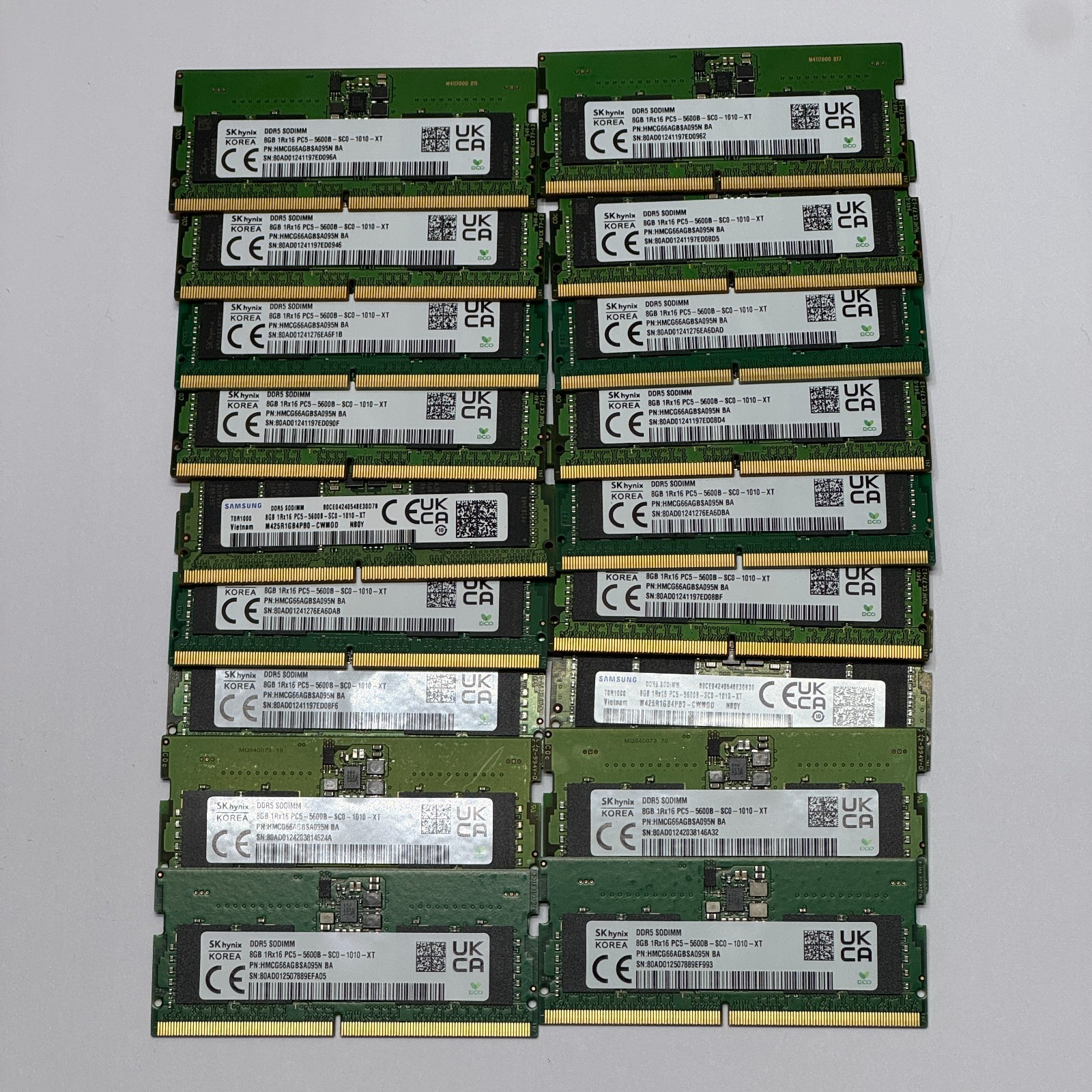 Bulk Lot of 18x DDR5 SODIMM 5600MHz Laptop RAM (SK Hynix & Samsung)