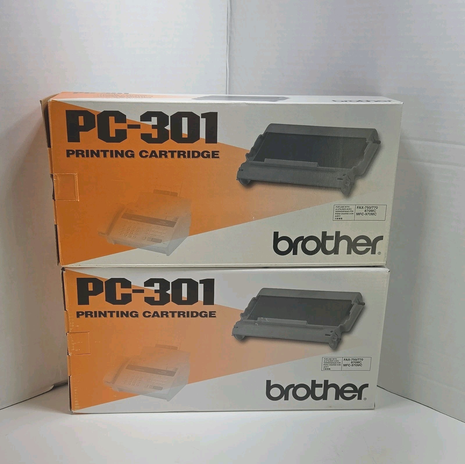 2 - Brother PC-301 Black Genuine/Original Laser Cartridge for FAX-750/770 870MC