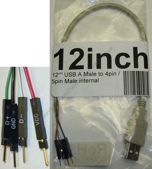 Lot10 12"USB2.0 A Male EXTERNAL~4or5pin Male INTERNAL adapter Cable/Cord $SHdisc