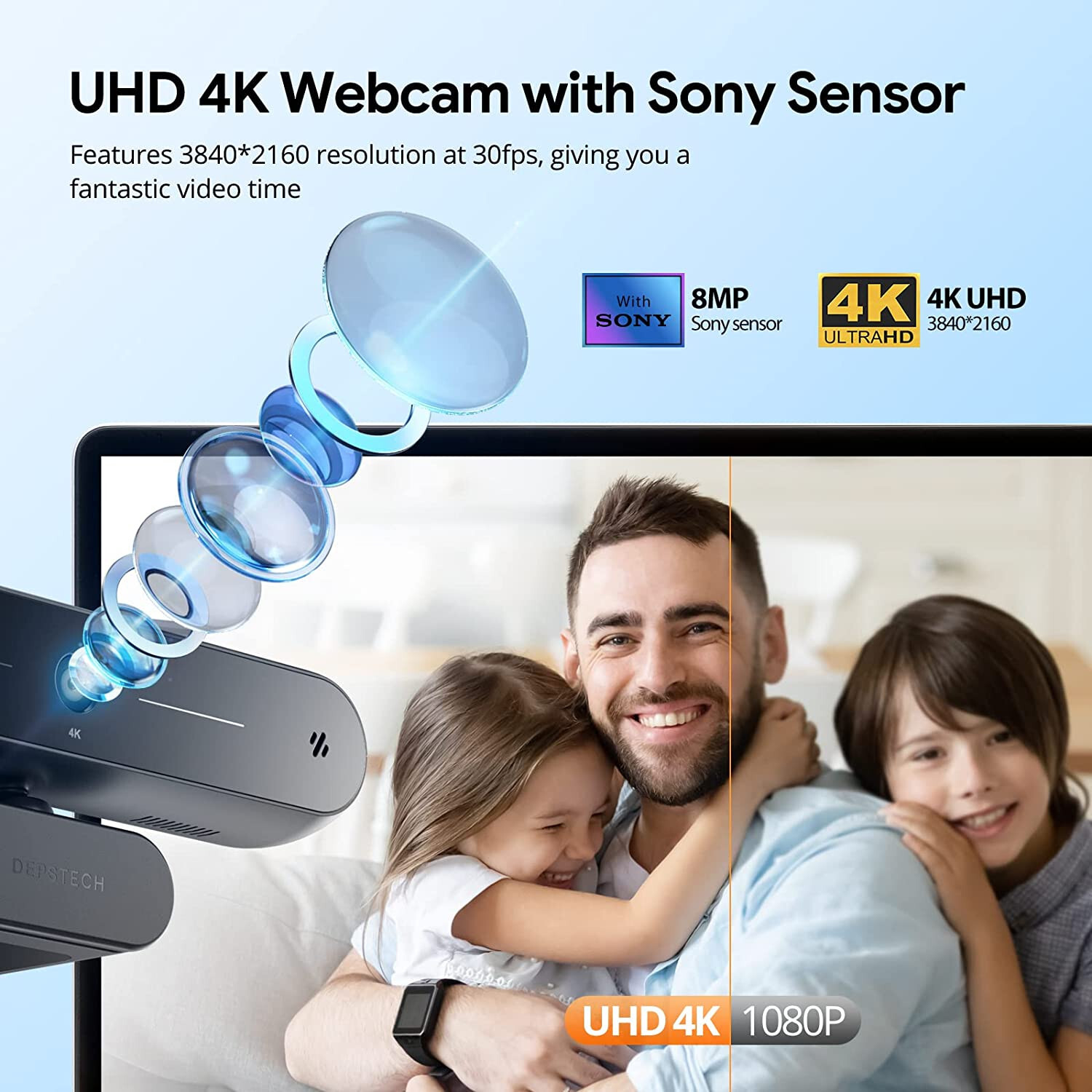 Sony 4K Webcam DEPSTECH DW40 Webcam with Microphone Autofocus HD Web Camera