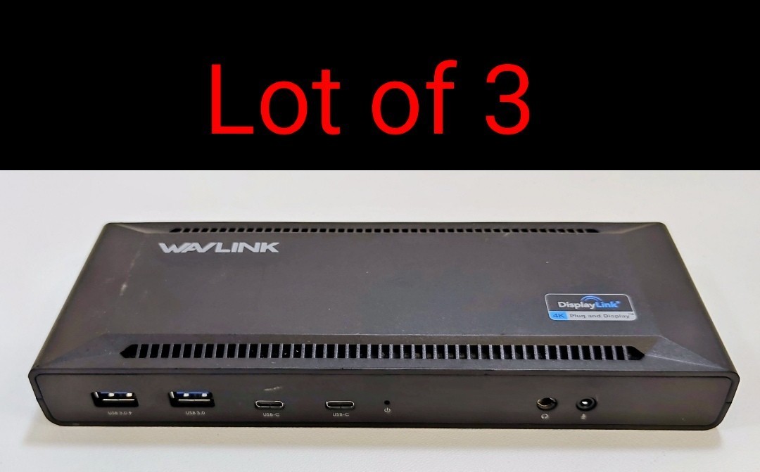 Lot Of 3 WavLink WL-UG69PD2 DisplayLink Dual 4K Universal Dock USB-C No Power AC