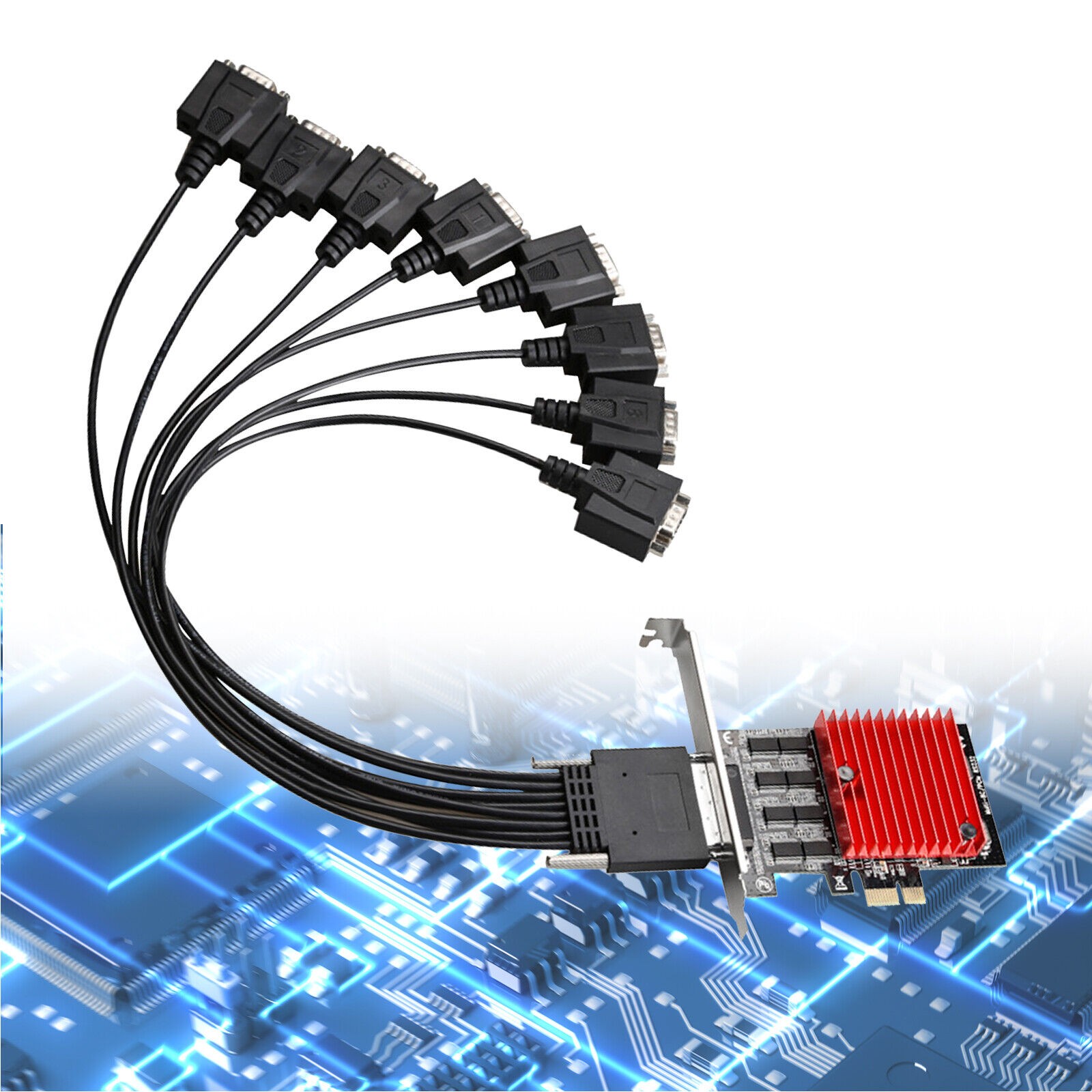 PCIE to 8-Port RS232 Serial Expansion Card Serial Port  Expansion Adapter Riser