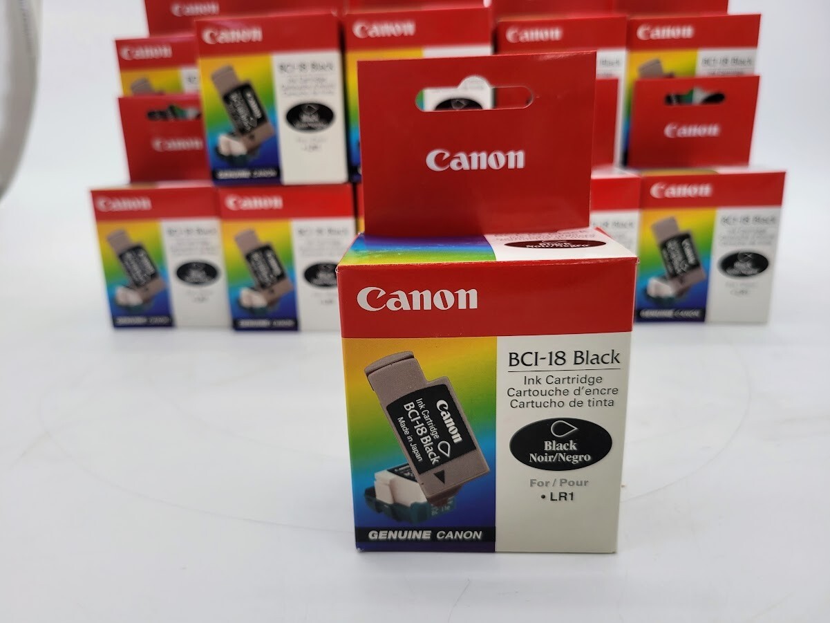 LOT OF 28 CANON BCI-18 BLACK LR1 INK CARTRIDGES