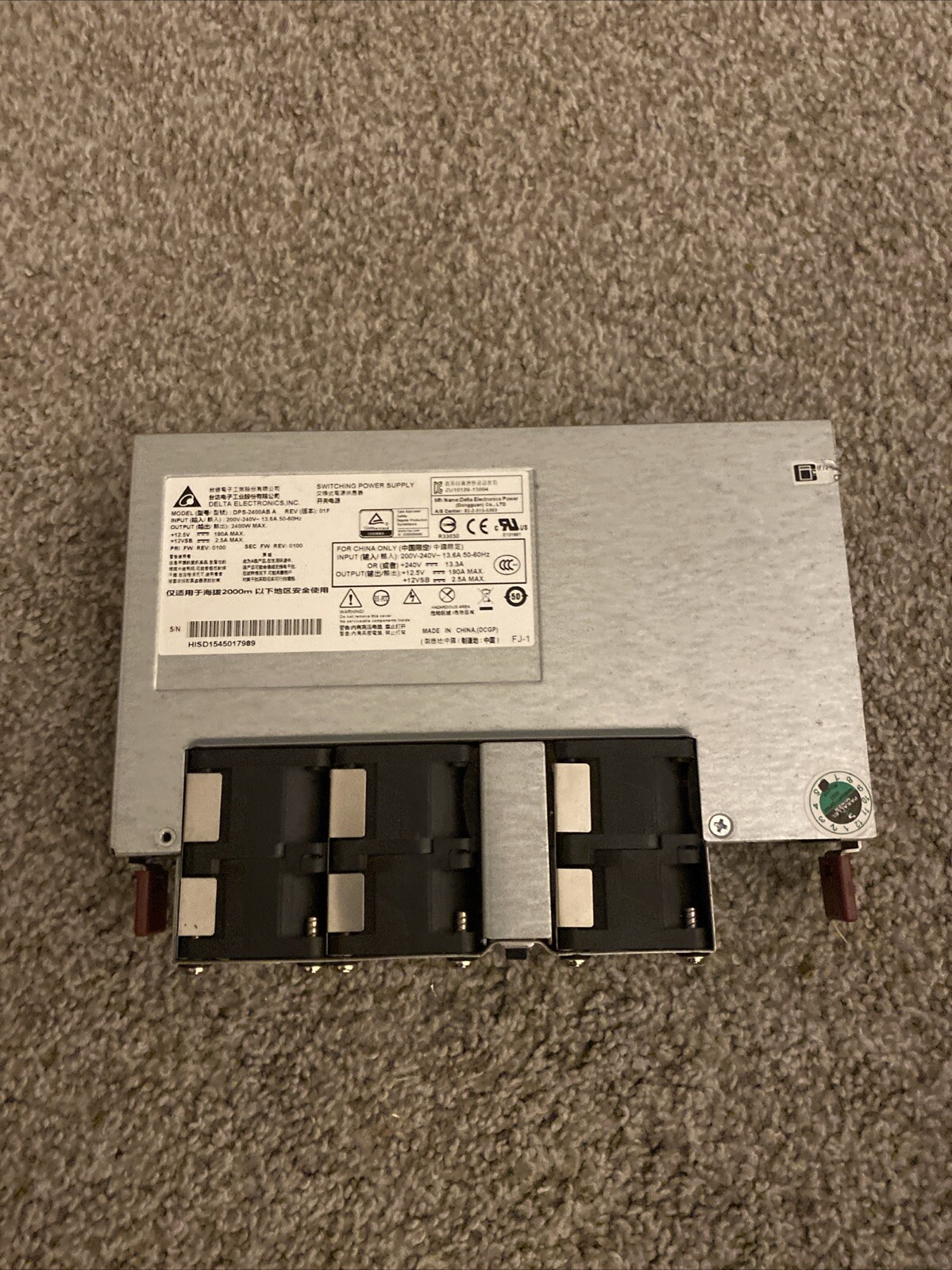 Delta Electronics 2400W Platinum 94% PSU Server Power Supply DPS-2400AB ZSX